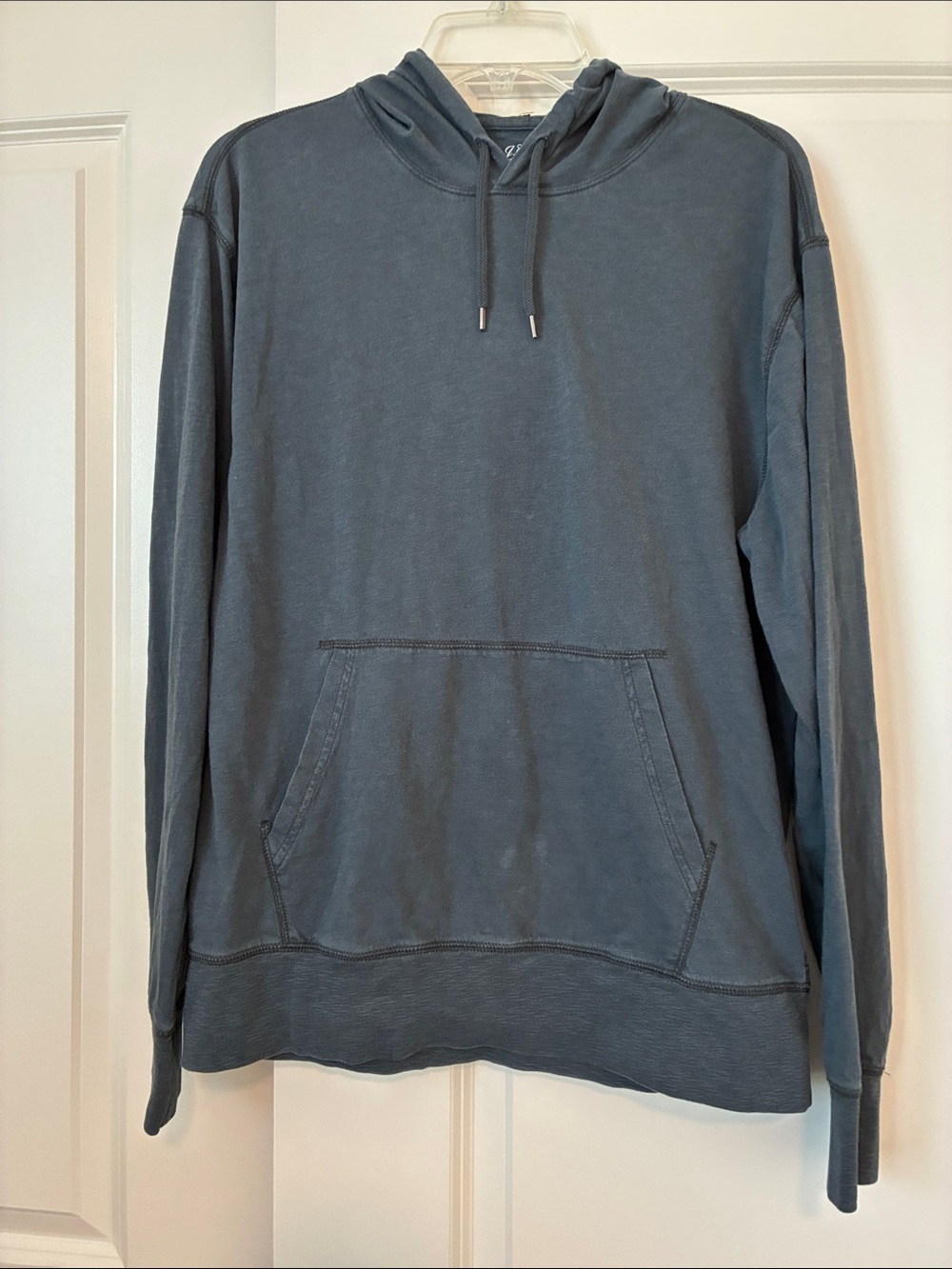 J. Crew Men's Slate Blue Hooded Pullover Sweatshirt